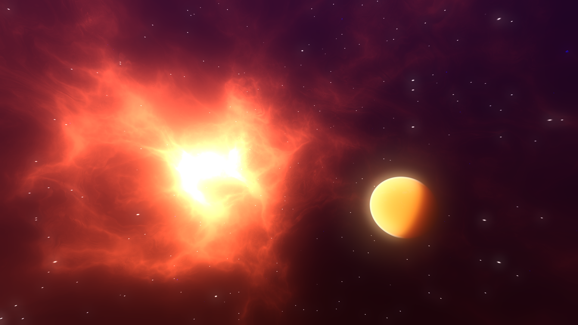 Space scene with a planet and stars